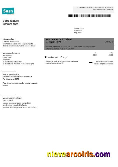 France Sosh business utility bill
